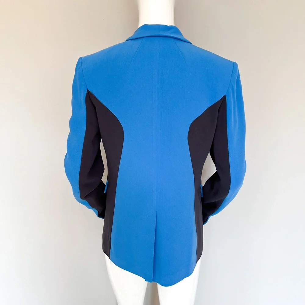 rag & bone Jefferson Blue Grey Colorblock Fitted Blazer Silk Blend Chic 2